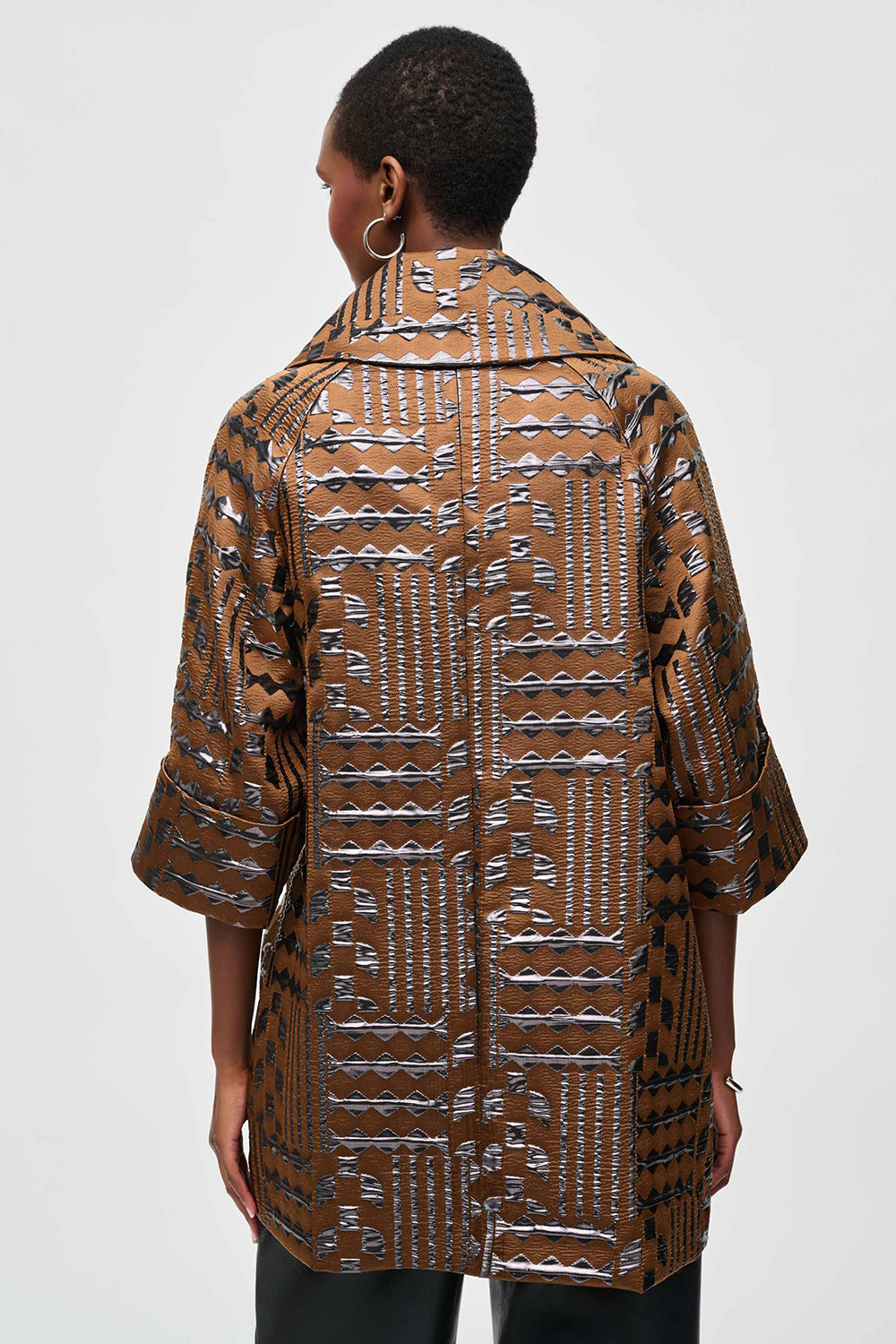 Joseph Ribkoff Jacquard Geometric Print Cocoon Coat Jr243280