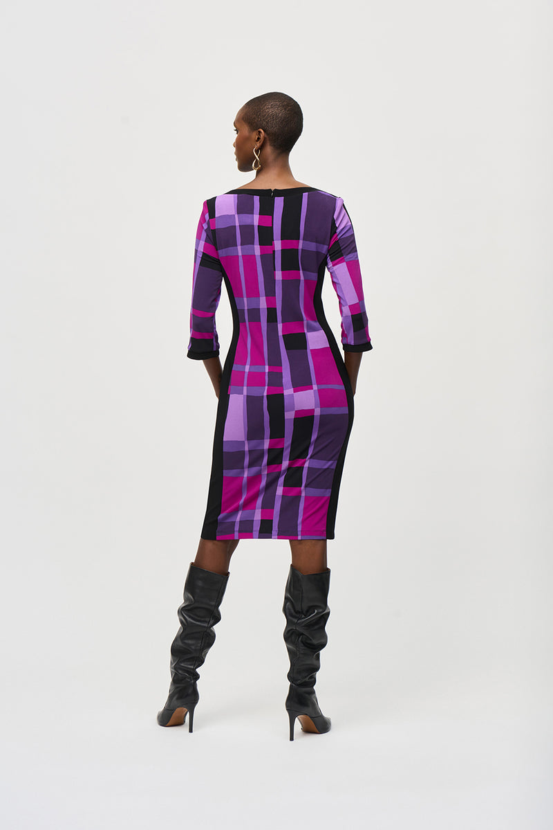 Joseph Ribkoff Silky Knit Plaid Print Sheath Dress Jr243301