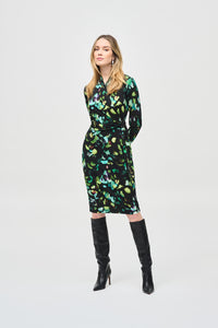 Joseph Ribkoff Silky Knit Abstract Print Wrap Dress Jr243321
