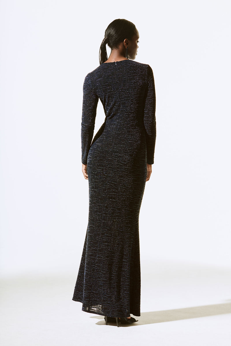 Joseph Ribkoff Metallic Knit Trumpet Gown Jr243735