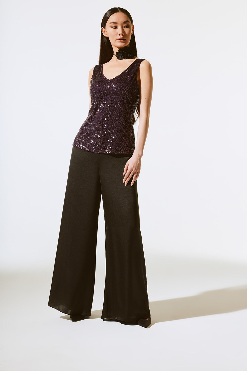 Joseph Ribkoff Sequined Sleeveless Fitted Top Jr243789