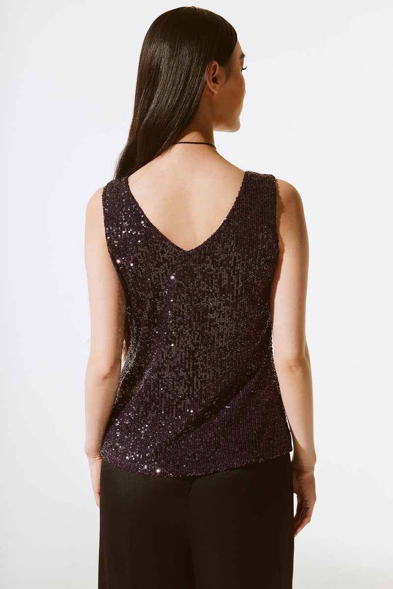 Joseph Ribkoff Sequined Sleeveless Fitted Top Jr243789