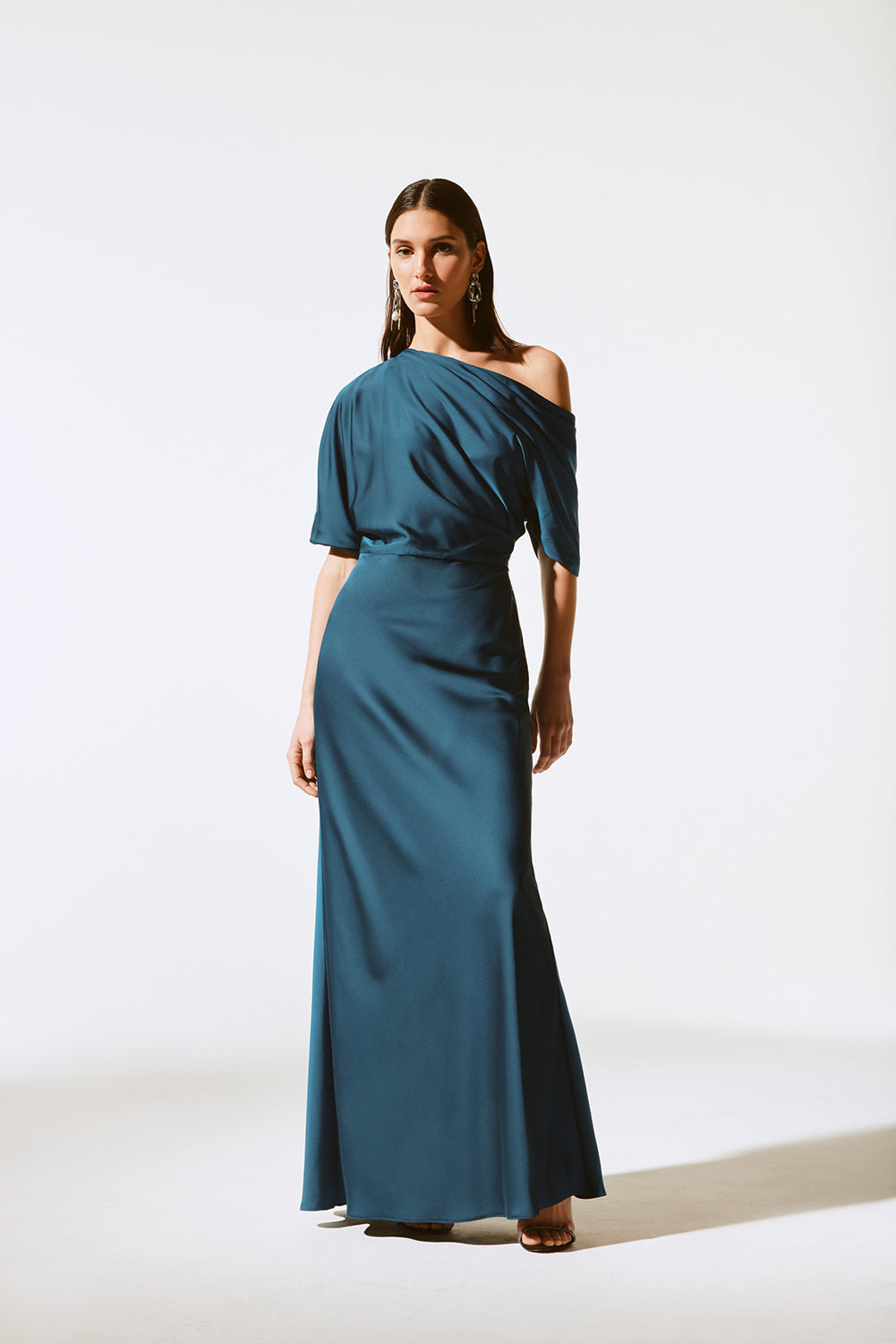 Joseph Ribkoff Satin One Shoulder Trumpet Gown Jr243795