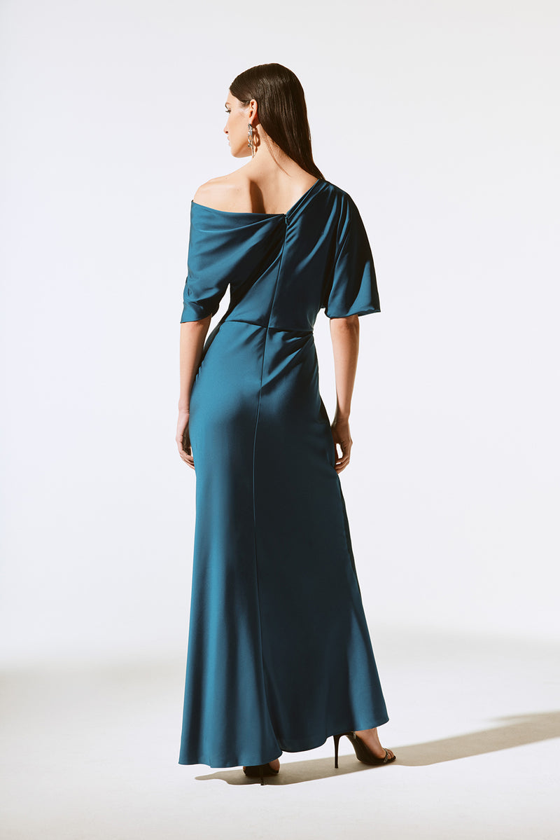 Joseph Ribkoff Satin One Shoulder Trumpet Gown Jr243795