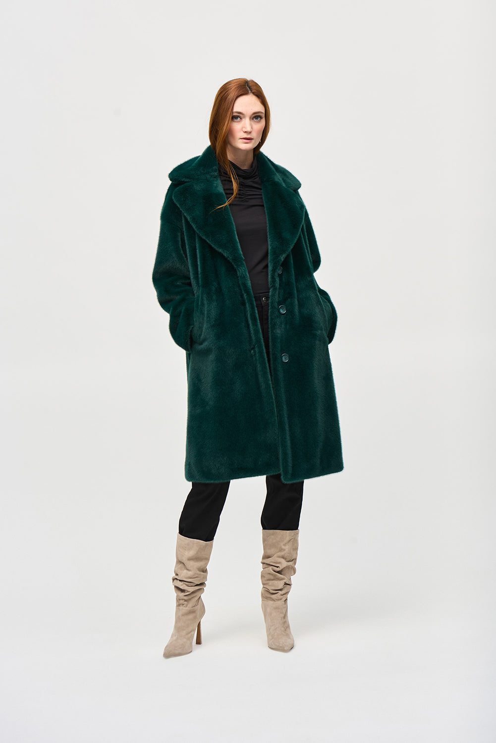 Joseph Ribkoff Faux Fur Straight Coat Jr243902