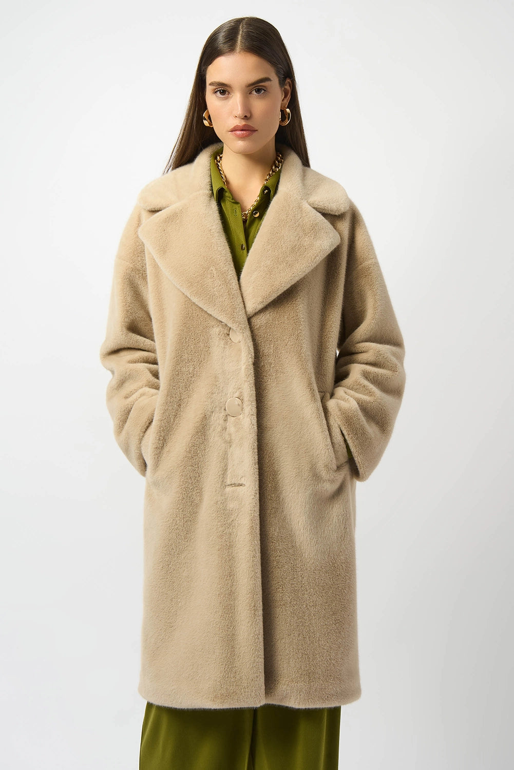 Joseph Ribkoff Faux Fur Straight Coat Jr243902F25