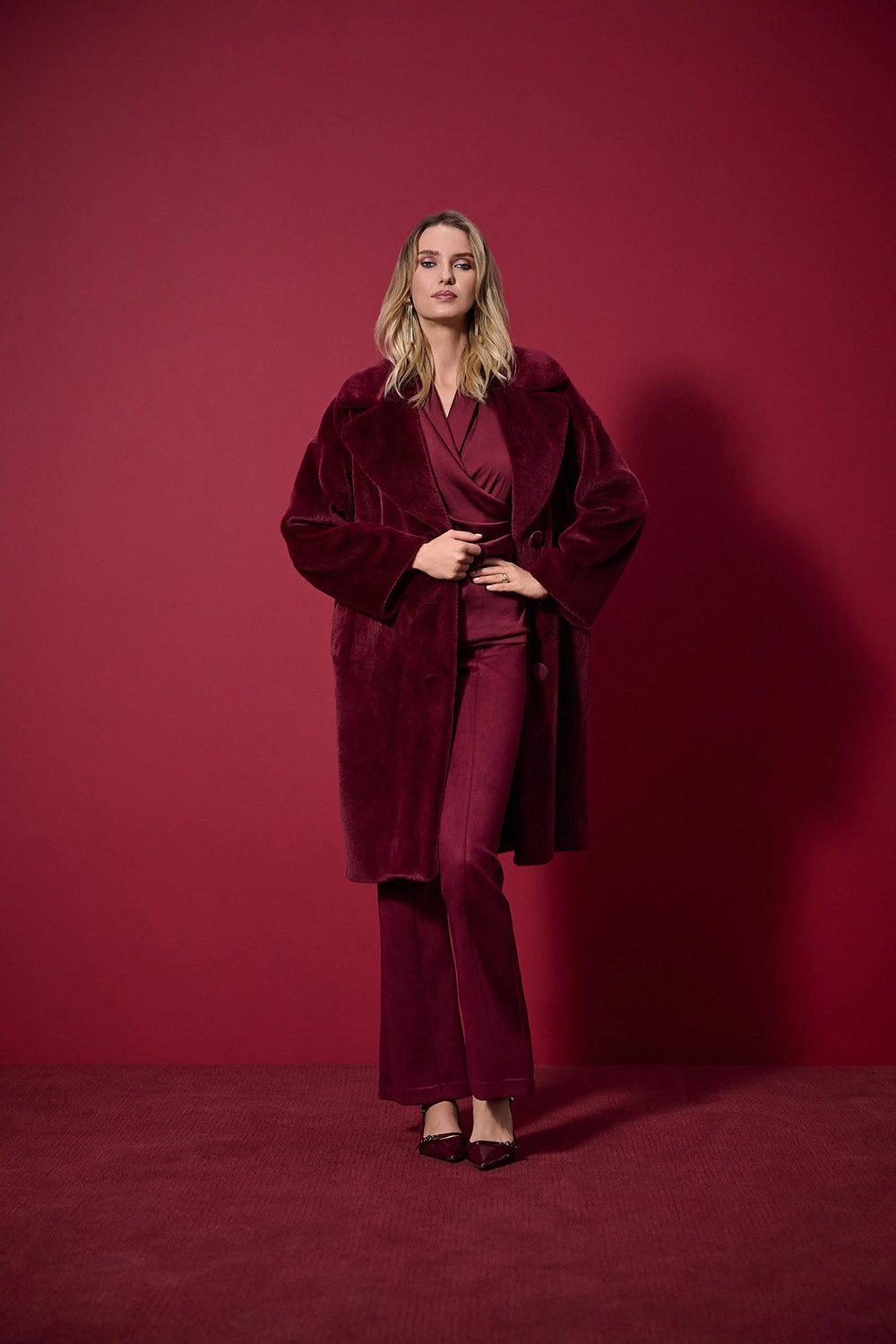 Joseph Ribkoff Faux Fur Straight Coat Jr243902F25