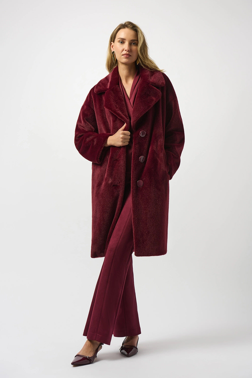 Joseph Ribkoff Faux Fur Straight Coat Jr243902F25