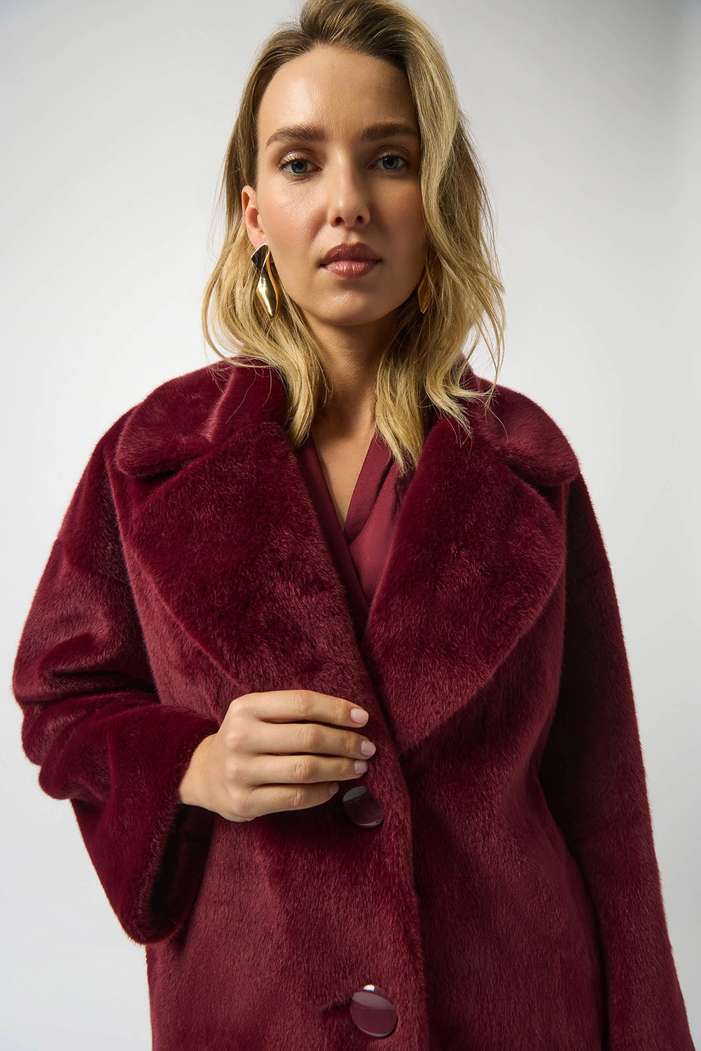 Joseph Ribkoff Faux Fur Straight Coat Jr243902F25