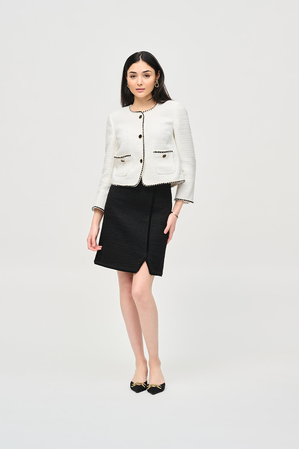 Joseph Ribkoff Bouclé Jacket With Contrast Trim Jr243911