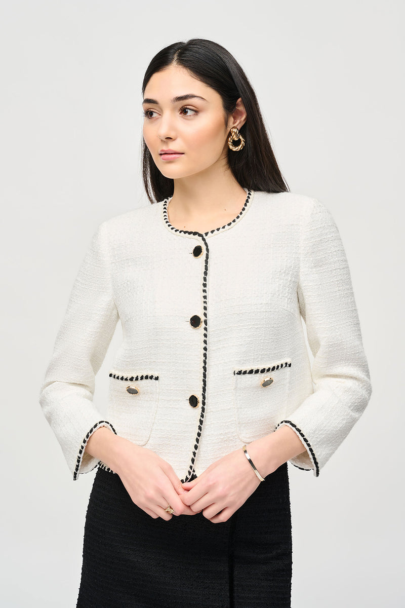 Joseph Ribkoff Bouclé Jacket With Contrast Trim Jr243911