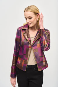 Joseph Ribkoff Foiled Print Faux Suede Jacket Jr243921