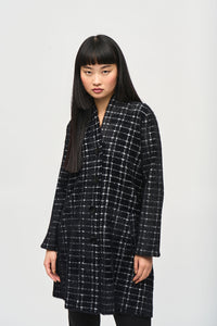 Joseph Ribkoff Plaid Feather Yarn Sweater Coat Jr243924