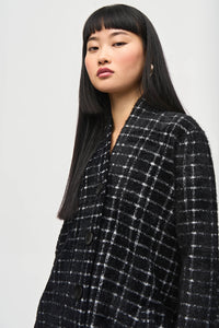 Joseph Ribkoff Plaid Feather Yarn Sweater Coat Jr243924