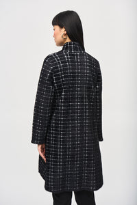 Joseph Ribkoff Plaid Feather Yarn Sweater Coat Jr243924