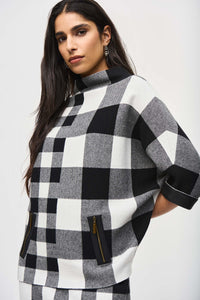 Joseph Ribkoff Plaid Jacquard Knit Sweater Jr243946