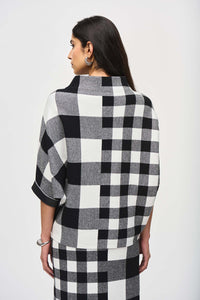 Joseph Ribkoff Plaid Jacquard Knit Sweater Jr243946