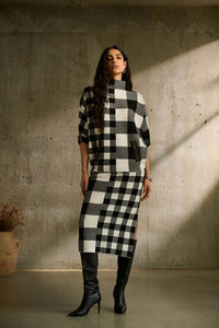 Joseph Ribkoff Plaid Jacquard Knit Skirt Jr243947