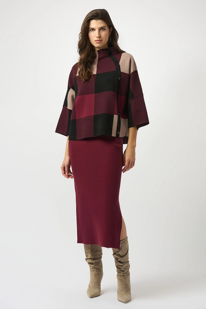 Joseph Ribkoff Plaid Jacquard Sweater Knit Top Jr243948F25