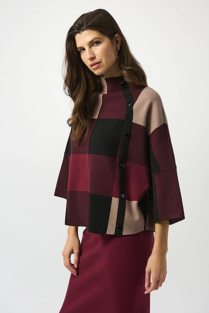 Joseph Ribkoff Plaid Jacquard Sweater Knit Top Jr243948F25