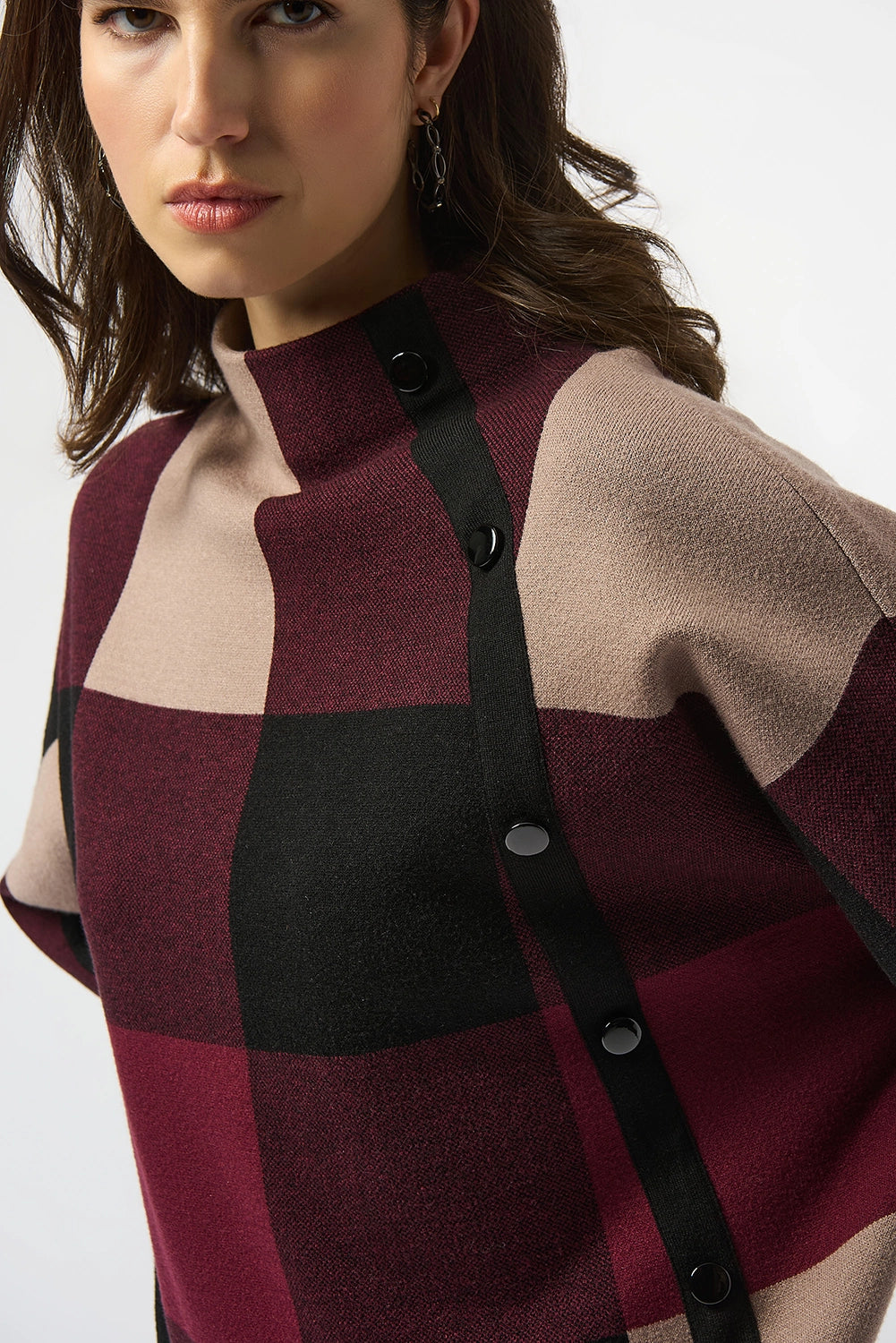 Joseph Ribkoff Plaid Jacquard Sweater Knit Top Jr243948F25