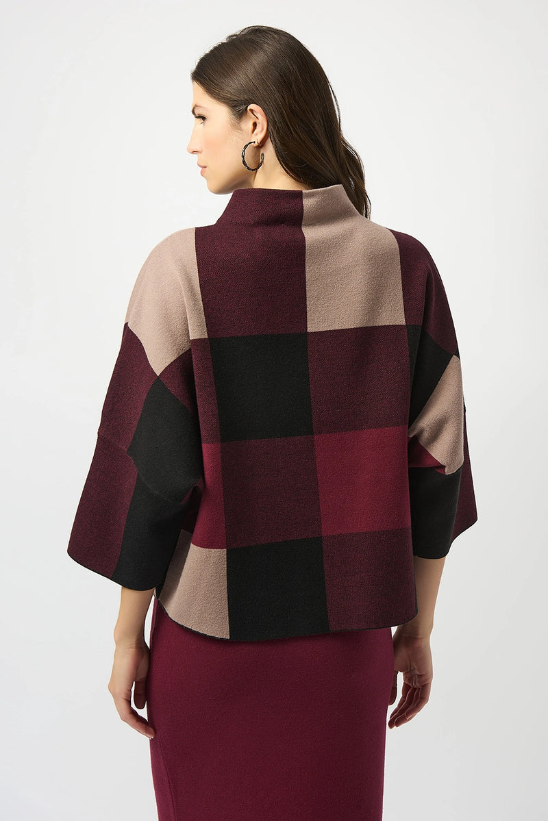 Joseph Ribkoff Plaid Jacquard Sweater Knit Top Jr243948F25