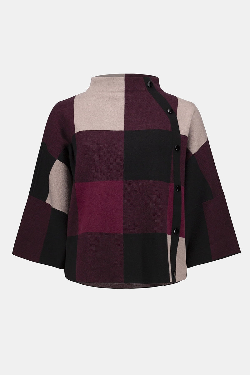 Joseph Ribkoff Plaid Jacquard Sweater Knit Top Jr243948F25