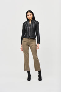 Joseph Ribkoff Faux Suede Jacket With Metallic Mesh Detail Jr243972