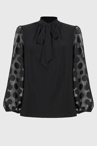 Joseph Ribkoff Silky Knit Top With Dot Burnout Sleeves Jr244019