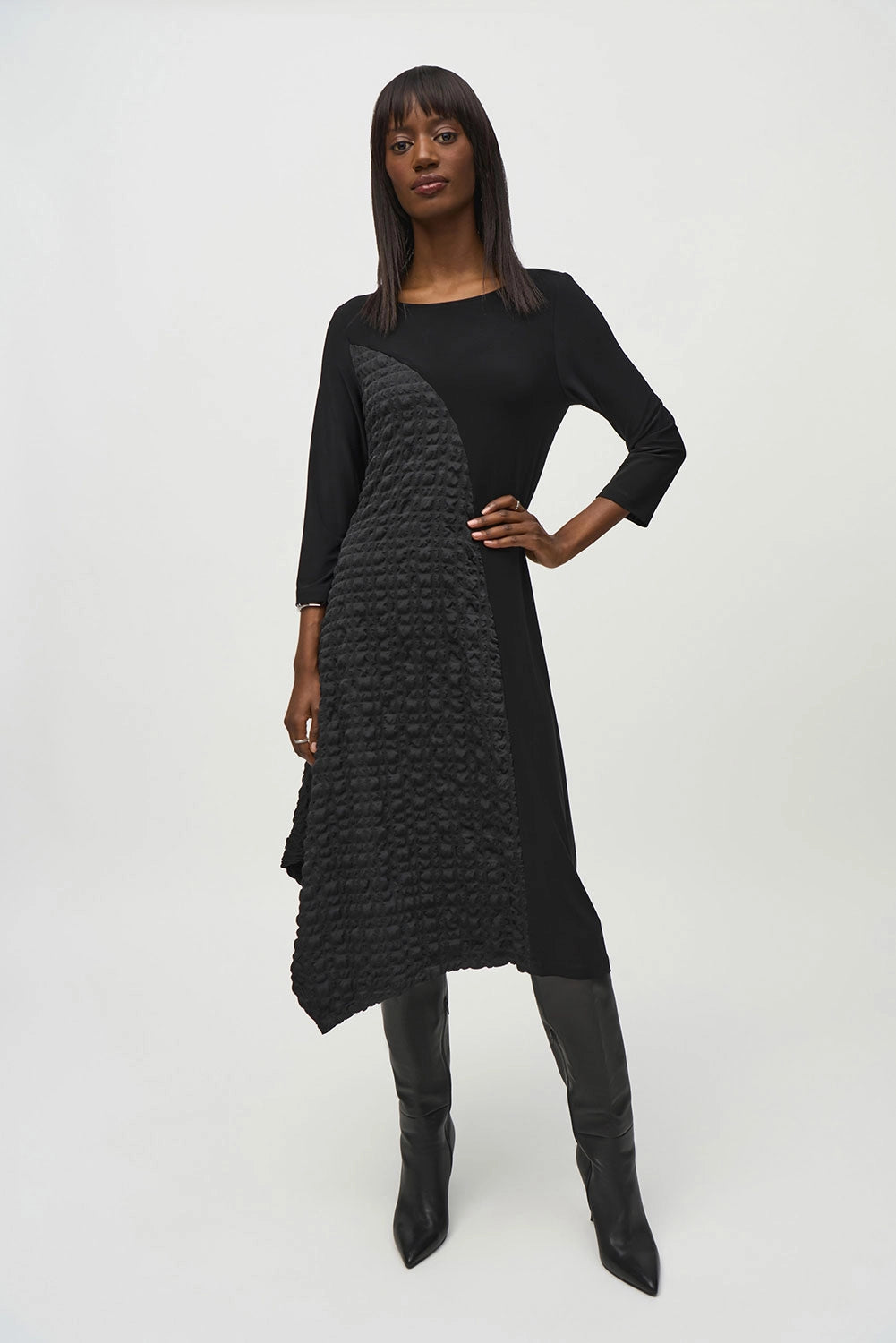 Joseph Ribkoff Silky Knit And Jacquard Handkerchief Dress Jr244037