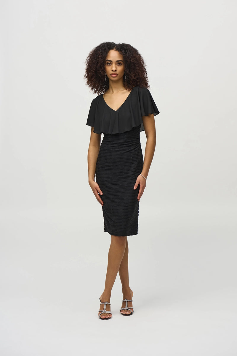 Joseph Ribkoff Lurex Cascade And Chiffon Sheath Dress Jr244043