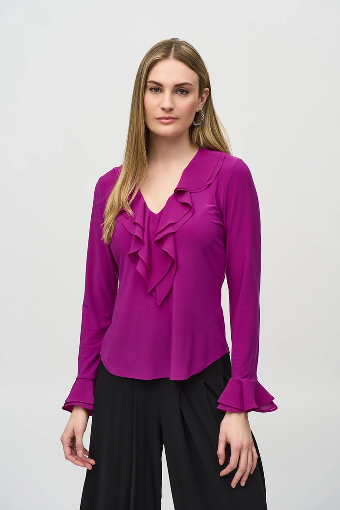 Joseph Ribkoff Silky Knit And Chiffon Fitted Top JR244096