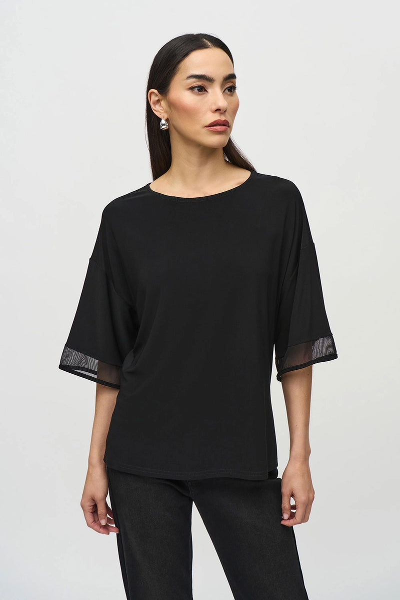 Joseph Ribkoff Silky Knit And Mesh Boxy Top Jr244109