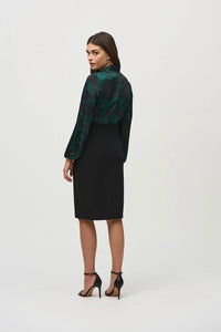 Joseph RibkoffSilky Knit And Satin Paisley Sheath Dress Jr244128