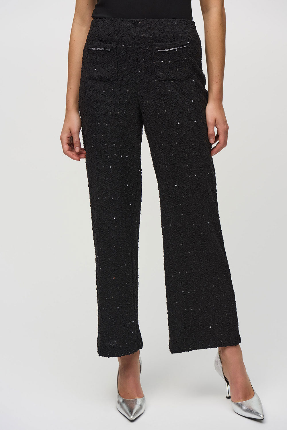 Joseph Ribkoff Sequins Bouclé Wide-Leg Pull-On Pants Jr244142