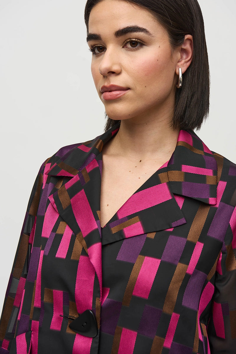 Joseph Ribkoff Geometric Organza Jacquard Swing Jacket Jr244166