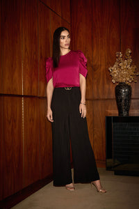 Joseph Ribkoff Pleated Silky Knit Wide-Leg Pants Jr244169