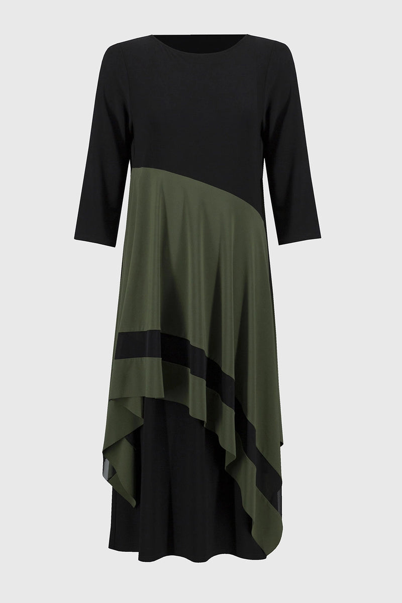 Joseph Ribkoff Silky Knit Colour Block Handkerchief Dress Jr244186