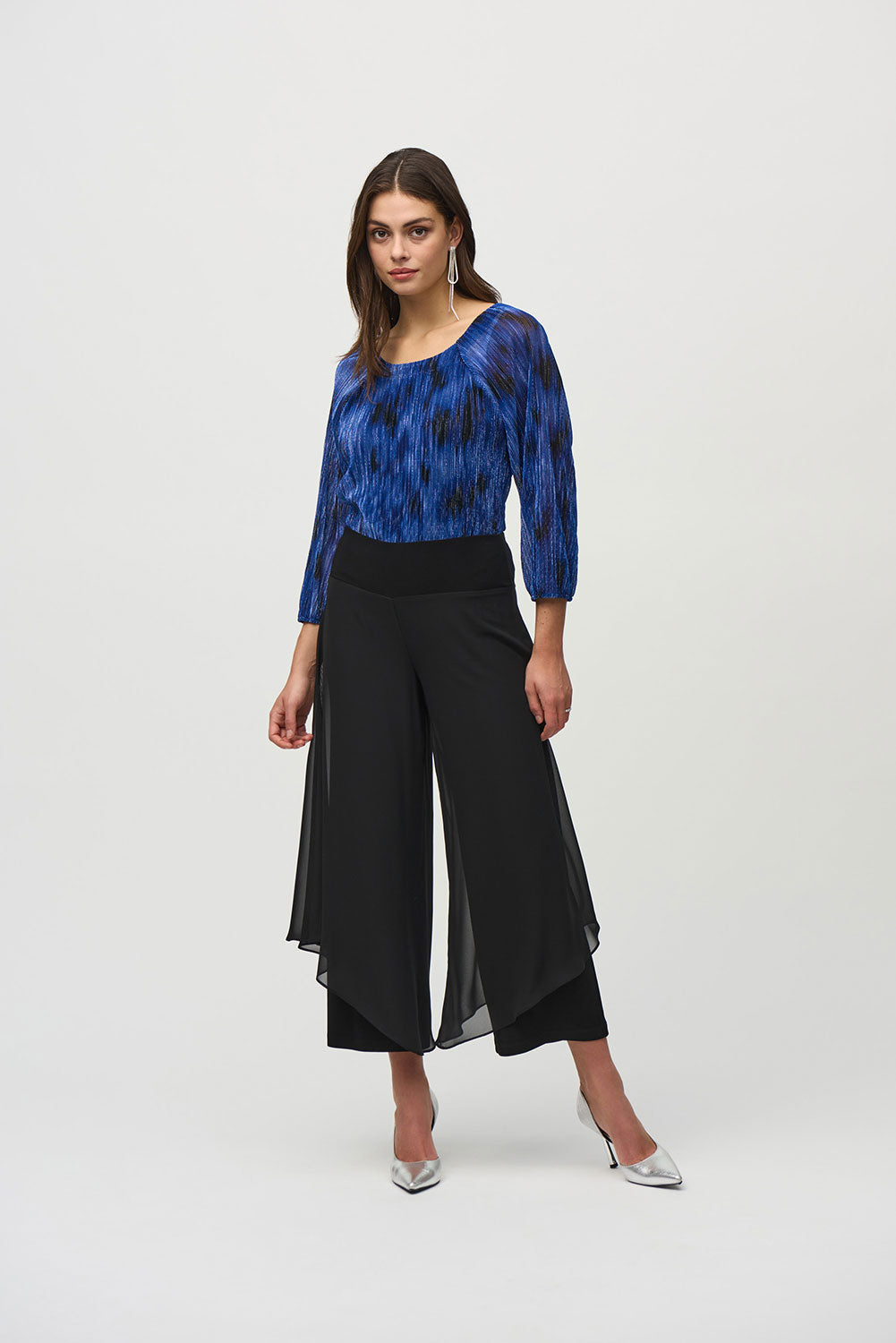 JosephRibkoff Chiffon and SIlky Knit Wide Leg Pants Jr244208