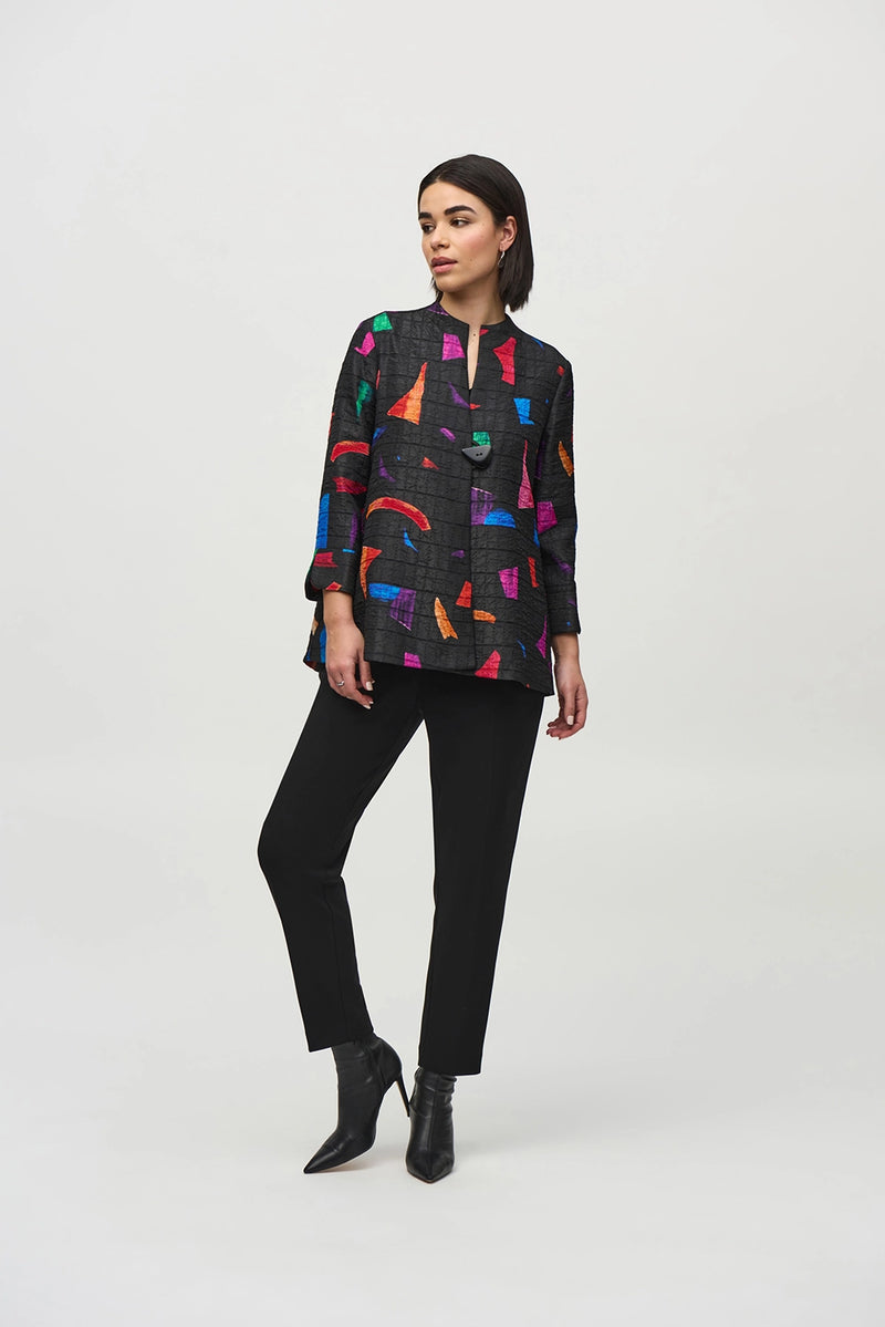 Joseph Ribkoff Abstract Print Jacquard Trapeze Jacket Jr244230