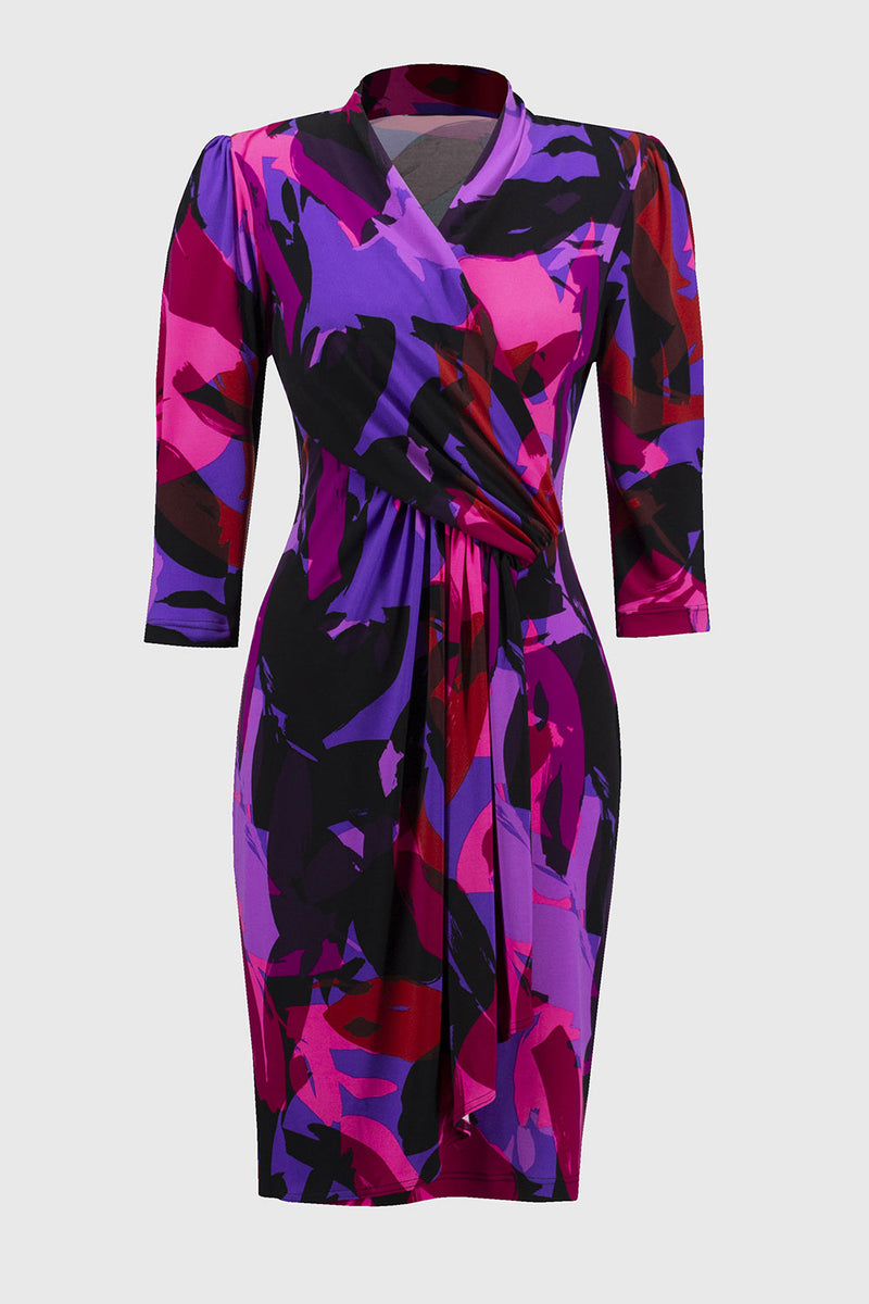 Joseph Ribkoff Silky Knit Abstract Print Wrap Dress Jr244237