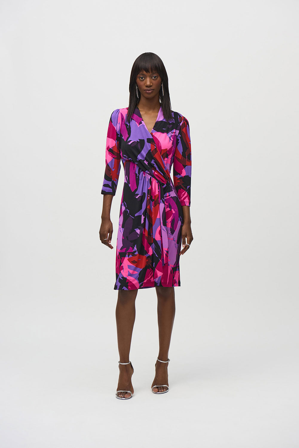 Joseph Ribkoff Silky Knit Abstract Print Wrap Dress Jr244237