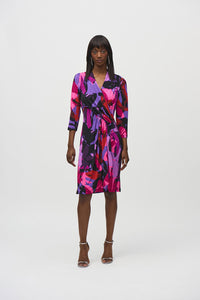 Joseph Ribkoff Silky Knit Abstract Print Wrap Dress Jr244237