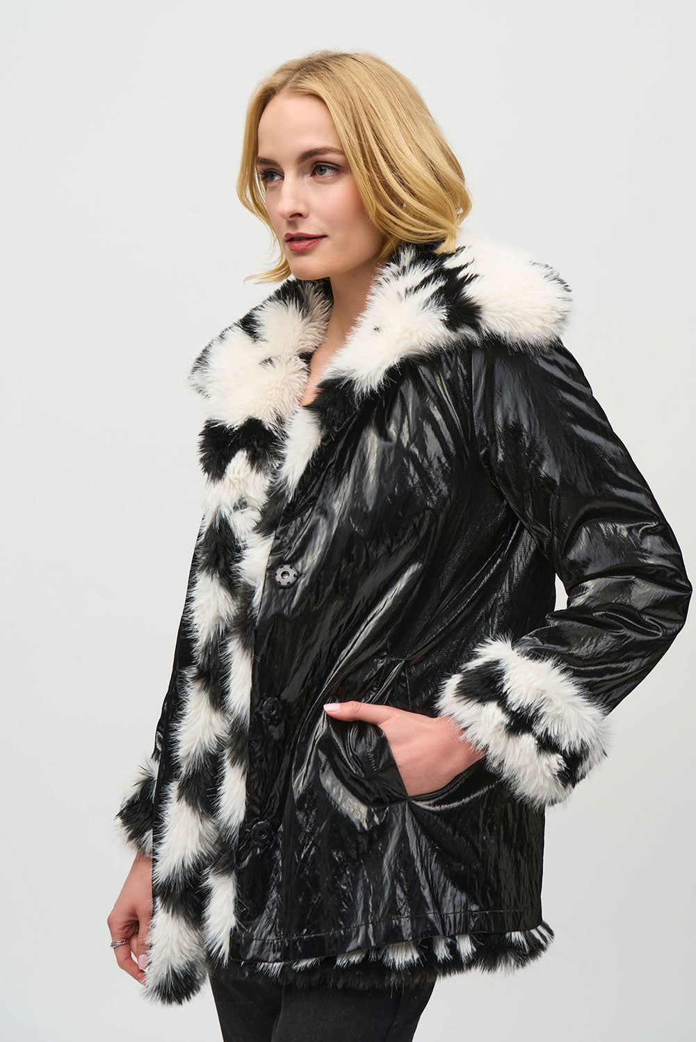 Joseph Ribkoff Reversible Faux Fur Coat Jr244900
