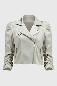 Joseph Ribkoff Satin Moto Jacket With ZIppers Jr244903