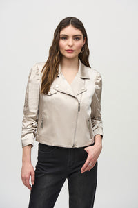 Joseph Ribkoff Satin Moto Jacket With ZIppers Jr244903