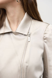 Joseph Ribkoff Satin Moto Jacket With ZIppers Jr244903