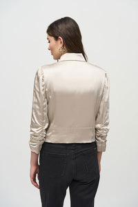 Joseph Ribkoff Satin Moto Jacket With ZIppers Jr244903