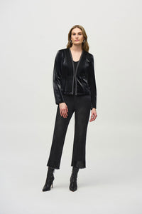 Joseph Ribkoff Leatherette Jacket with Rhinestone Trim Jr244905