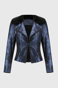 Joseph Ribkoff Foiled Suede Jacket with Faux-Fur Collar Jr244918